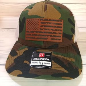 Camo leather patch hat